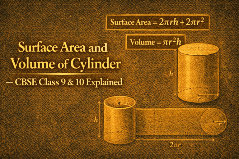 Surface Area and Volume of Cylinder — CBSE Class 9 & 10 Explained