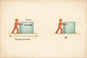 Work and displacement comparison diagram