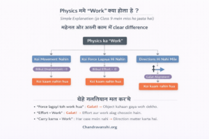 Physics mein “Work” kya hota hai? (Simple Explanation jo Class 9 mein miss ho jaata hai) Physics mein work ki samajh