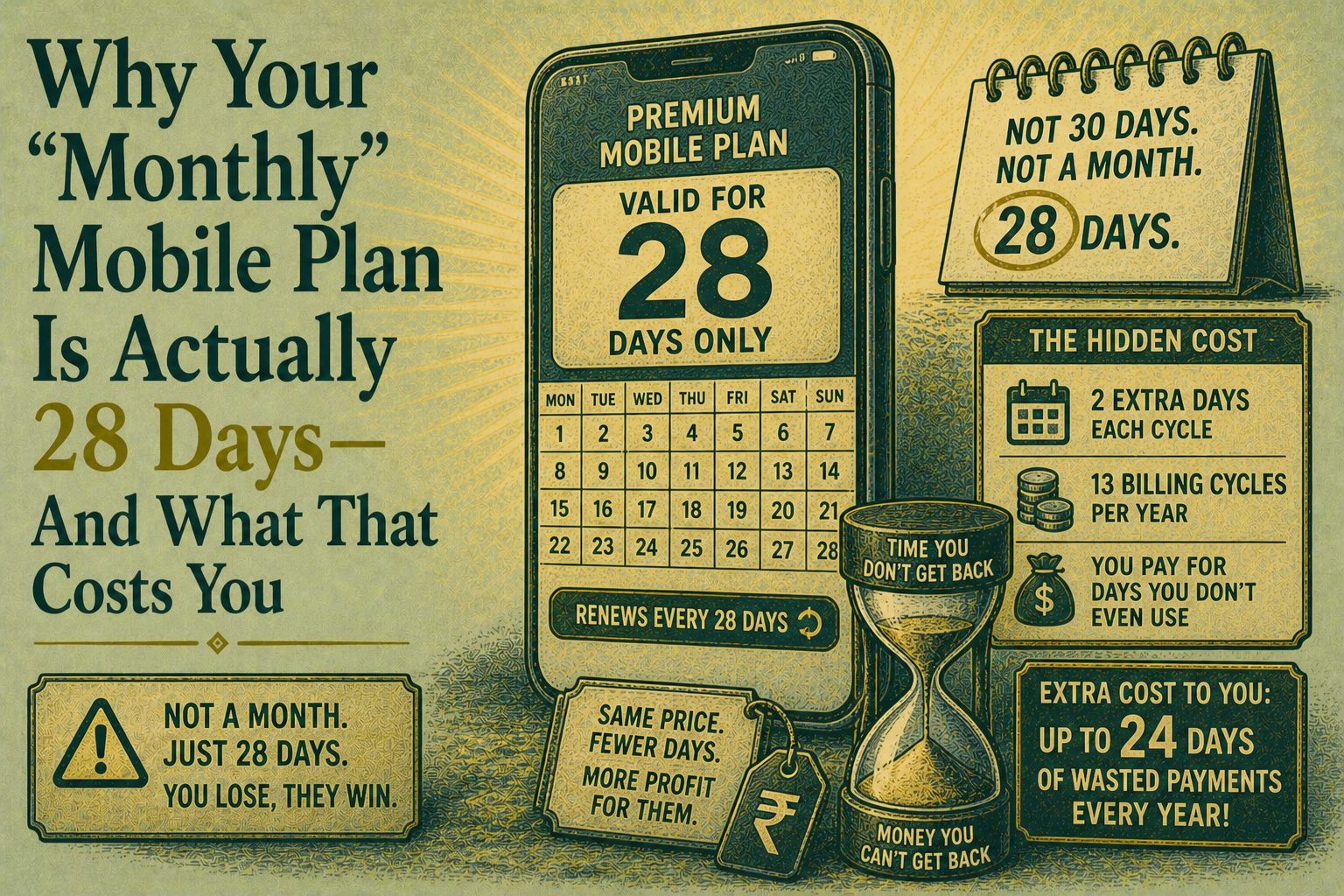Why Your Monthly Mobile Plan Is Actually 28 Days — And What That Costs You